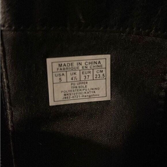 Michael Kors Emma two tone leather riding boots w/buckle/belt black sz 5 - Picture 4 of 12